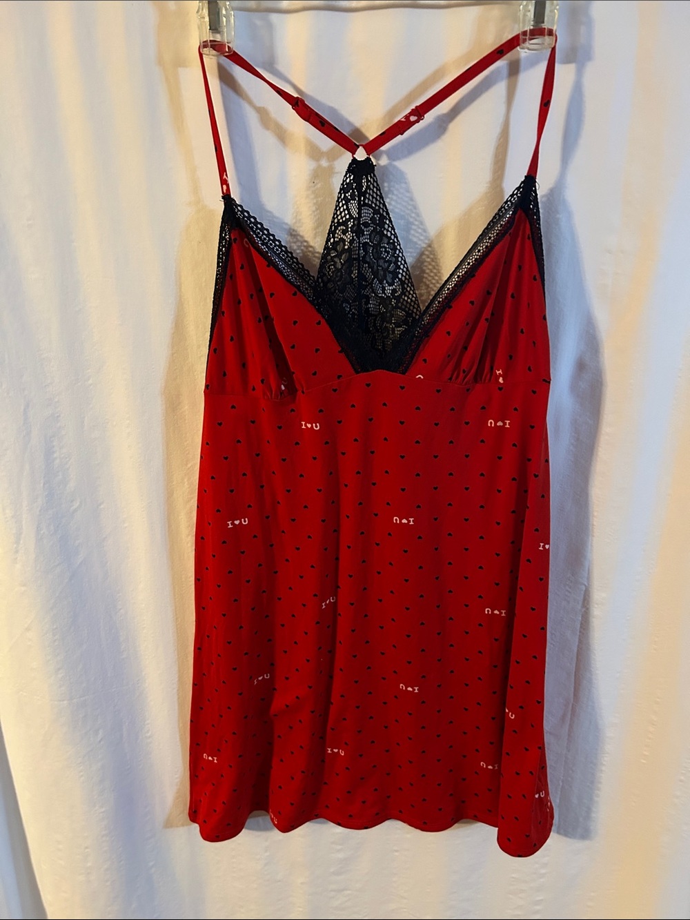 Secret Treasures Red Chemise with Black Lace Trim